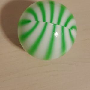 Green and White Striped Plastic Ball